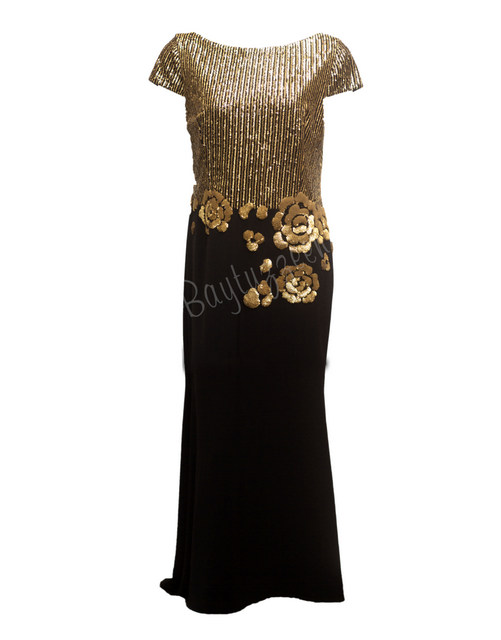 BLACK AND GOLD SEQUINCED DRESS